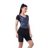 Splatter Printed Women's PADDED SWIM DRESS (Half) (Sun Protected and Chlorine Tested)