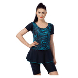 Marble Twirl Women's PADDED SWIM DRESS (Half) (Sun Protected and Chlorine Tested)
