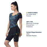Marble Twirl Women's PADDED SWIM DRESS (Half) (Sun Protected and Chlorine Tested)
