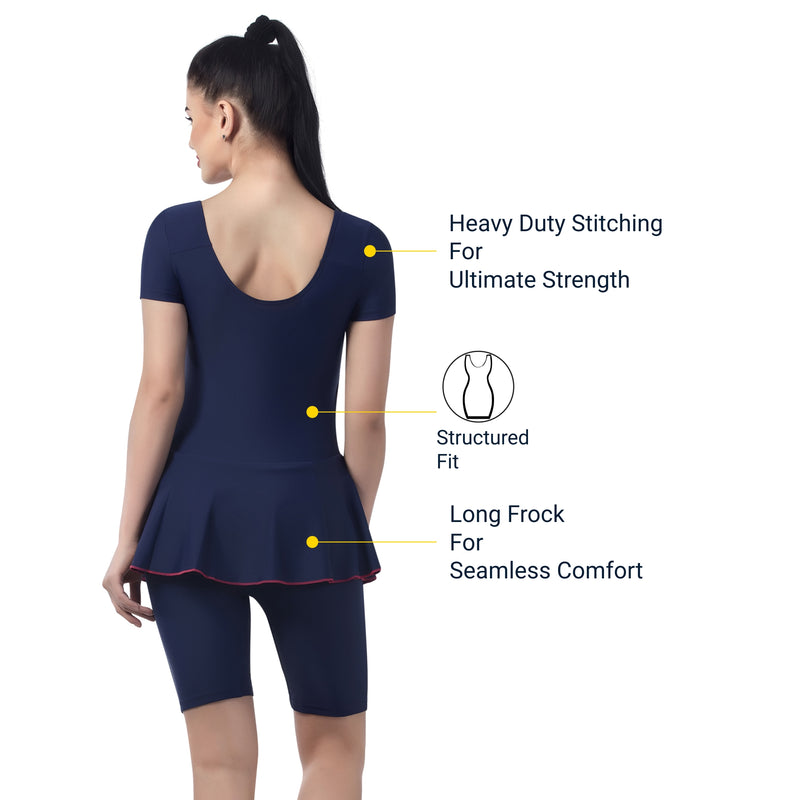 Marble Twirl Women's PADDED SWIM DRESS (Half)  (Sun Protected and Chlorine Tested)